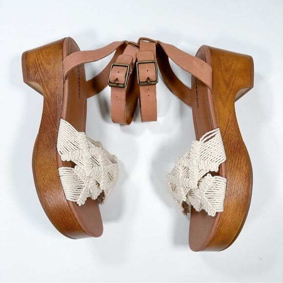 NEW Lucky Brand Sz 9 Famika Platform Sandals Chunky Knit Ankle Strap Leather - Picture 5 of 12